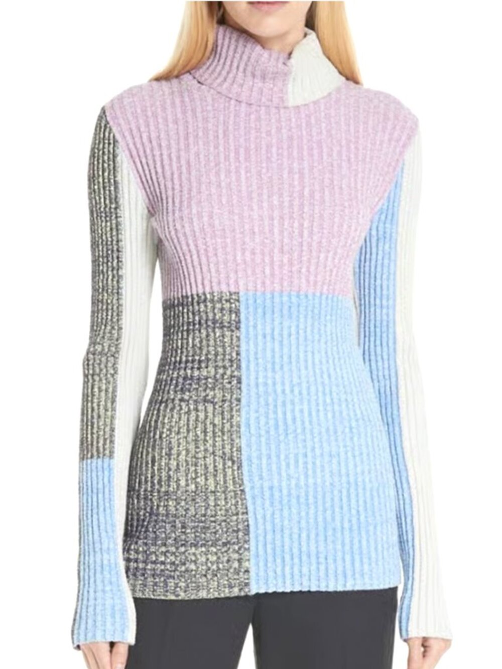 3.1 Phillip Lim Colorblock Ribbed Turtleneck